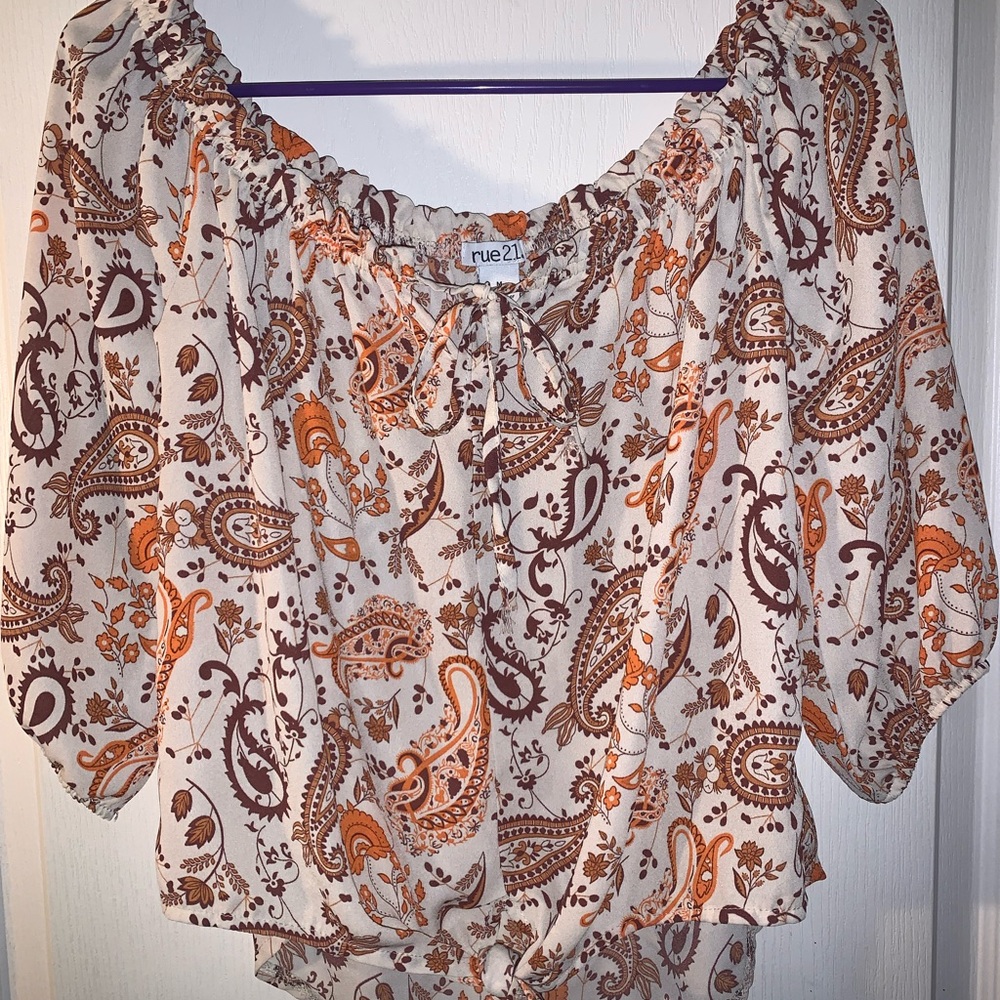 Rue21 Paisley Blouse in Orange and Brown